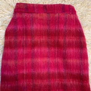 Pink Plaid Tweed Skirt**